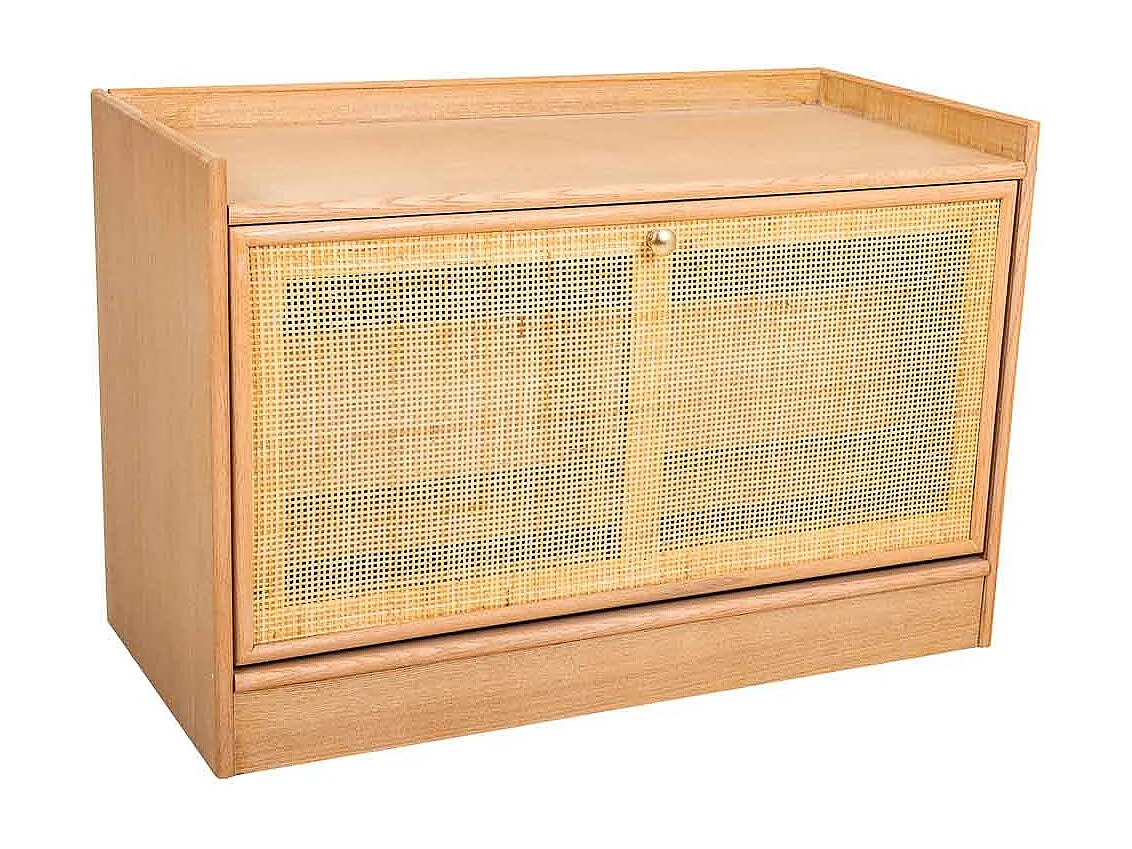 Sgabello per scarpe in legno e rete marrone 80x38x53h