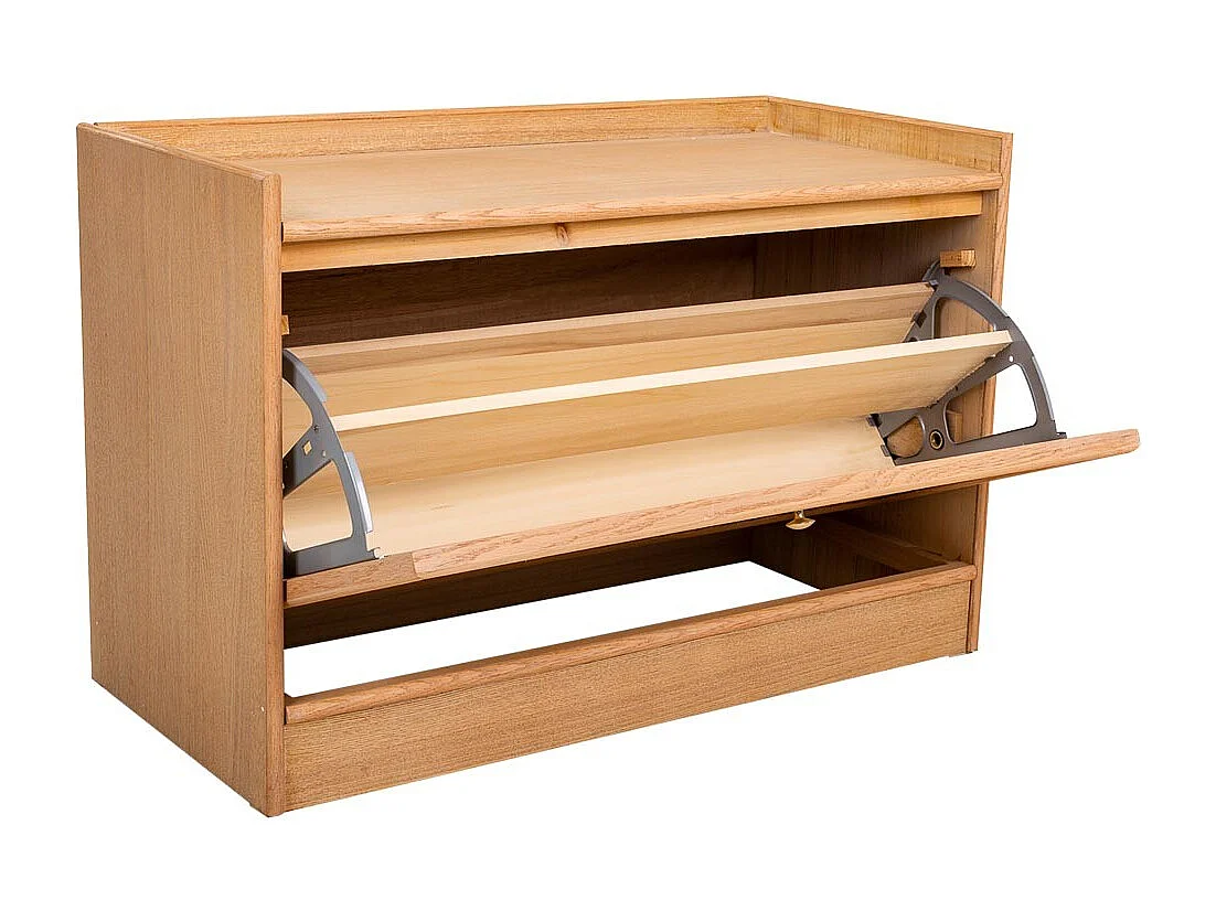 Sgabello per scarpe in legno e rete marrone 80x38x53h