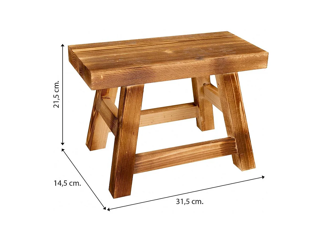 Banqueta madera marrón 31.5x14.5x21.5