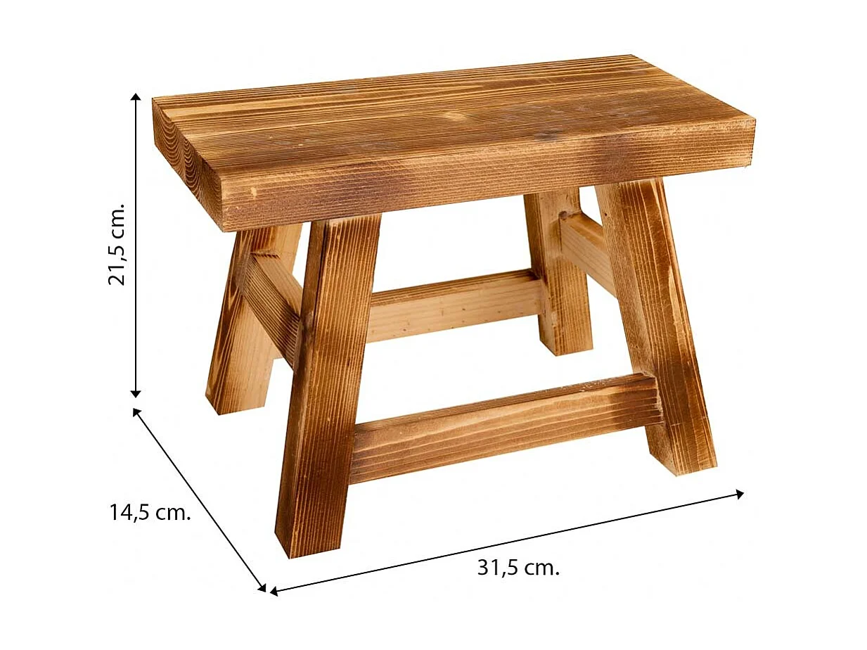 Banqueta madera marrón 31.5x14.5x21.5