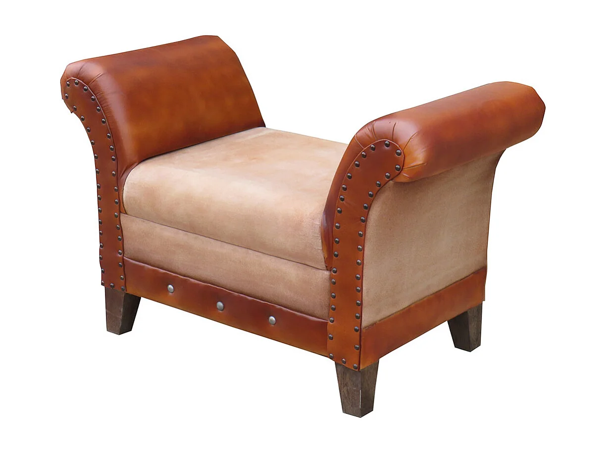 Banc tapissé marron 88x49x62