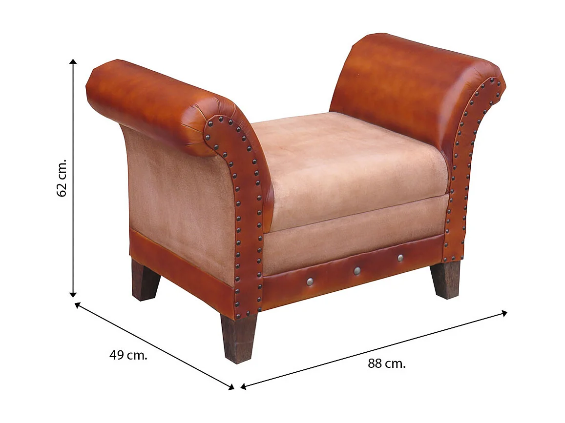 Banc tapissé marron 88x49x62