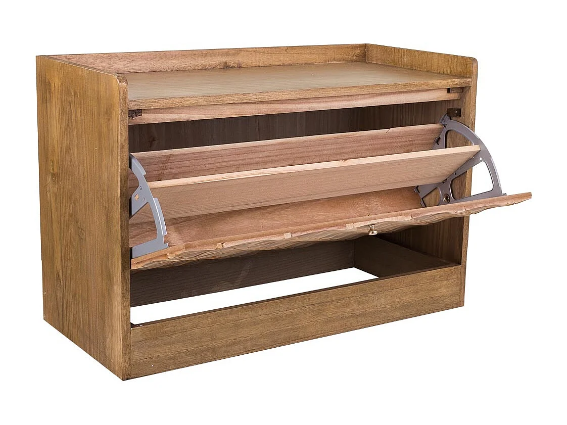 Braune Schuhbank aus Holz 80x38x53h cm