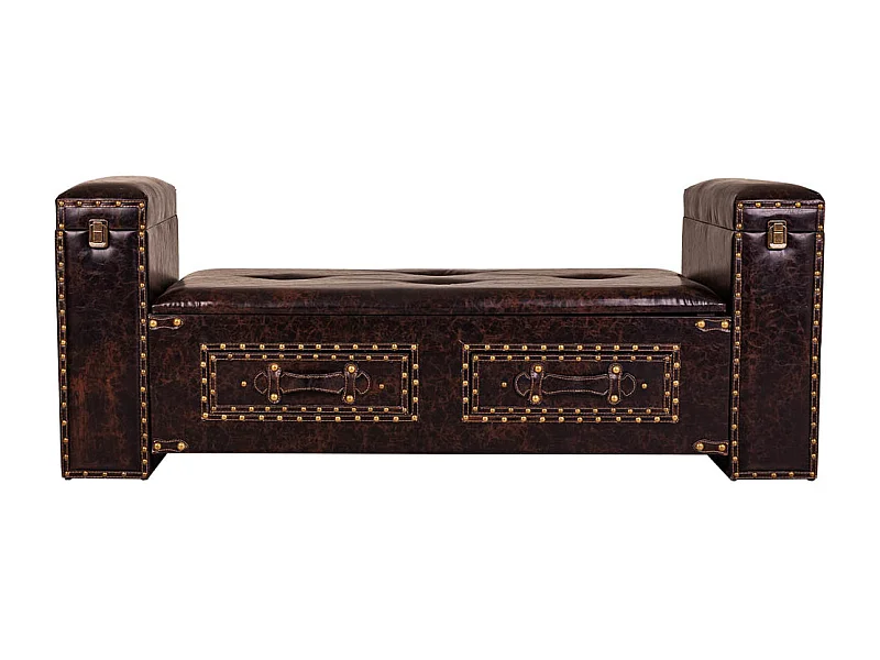 Banquette en éco-cuir marron 130x40x52