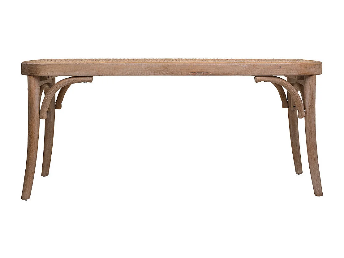 Banqueta de madera y rejilla marrón 110x37x47