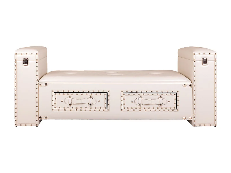 Sgabello in similpelle bianca 130x40x52h