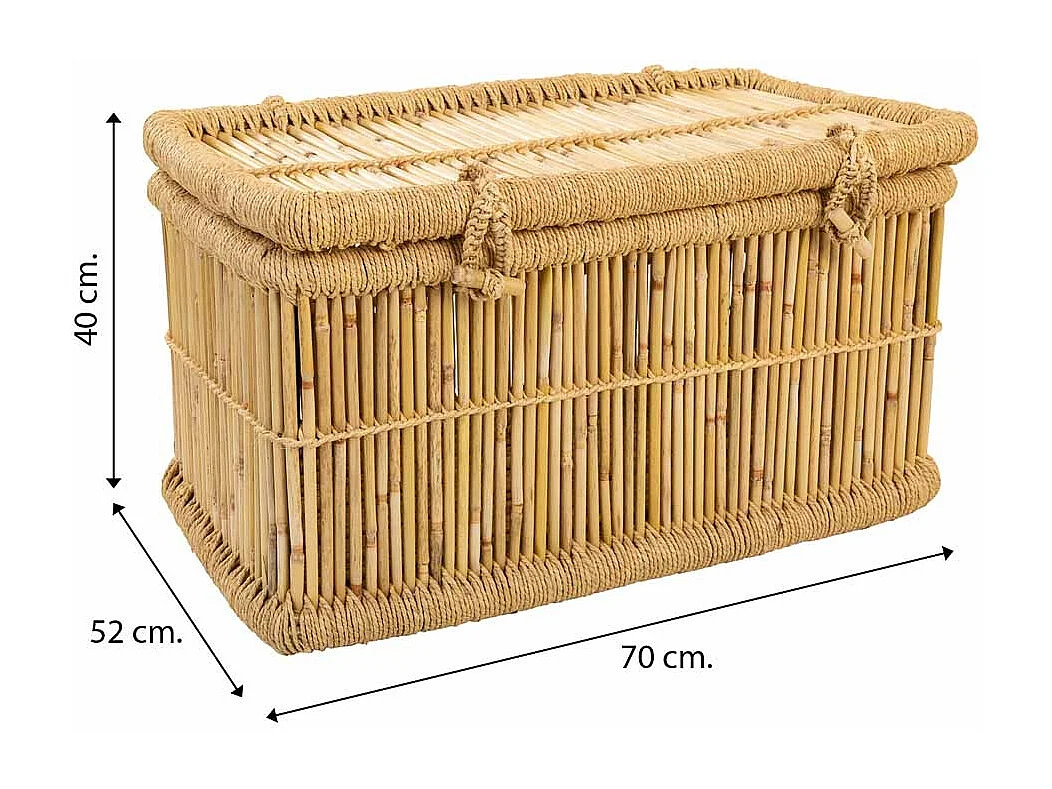 Set di 2 cesti portabiancheria in bambù 75x52x40