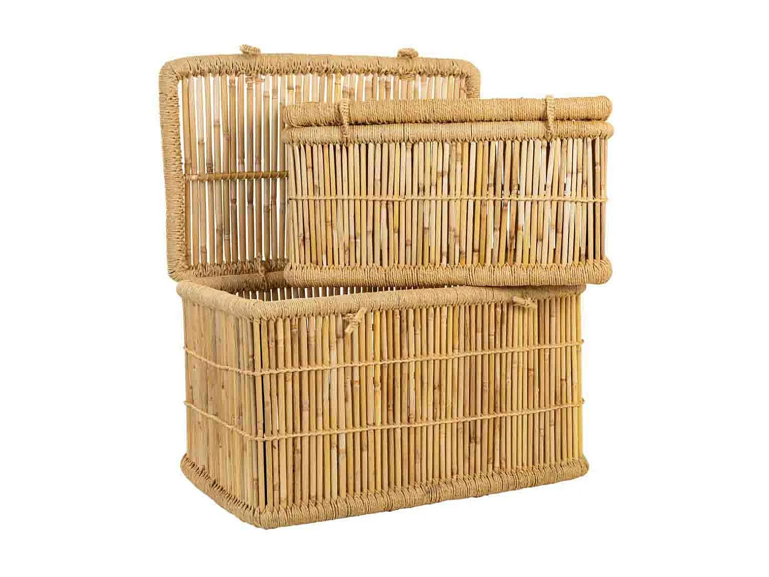 Set di 2 cesti portabiancheria in bambù 75x52x40