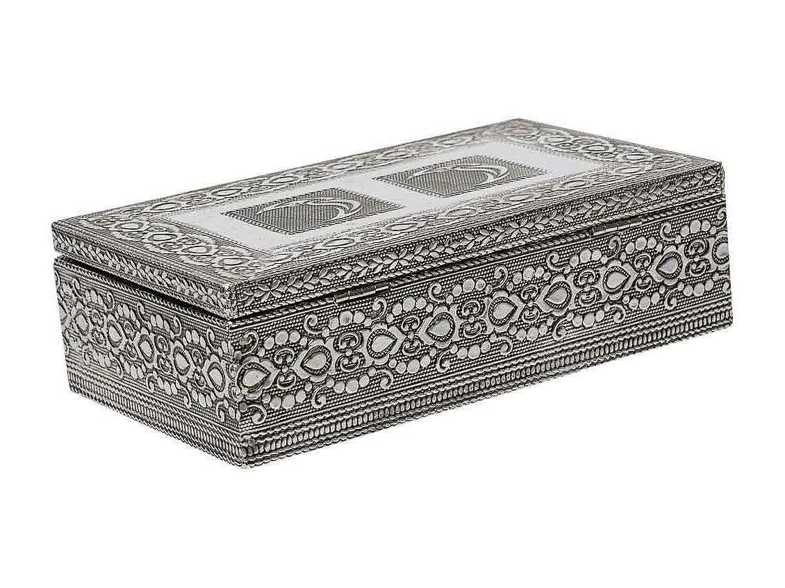 Boîte à bijoux en métal repoussé couleur cuivre 20x12,5x5h