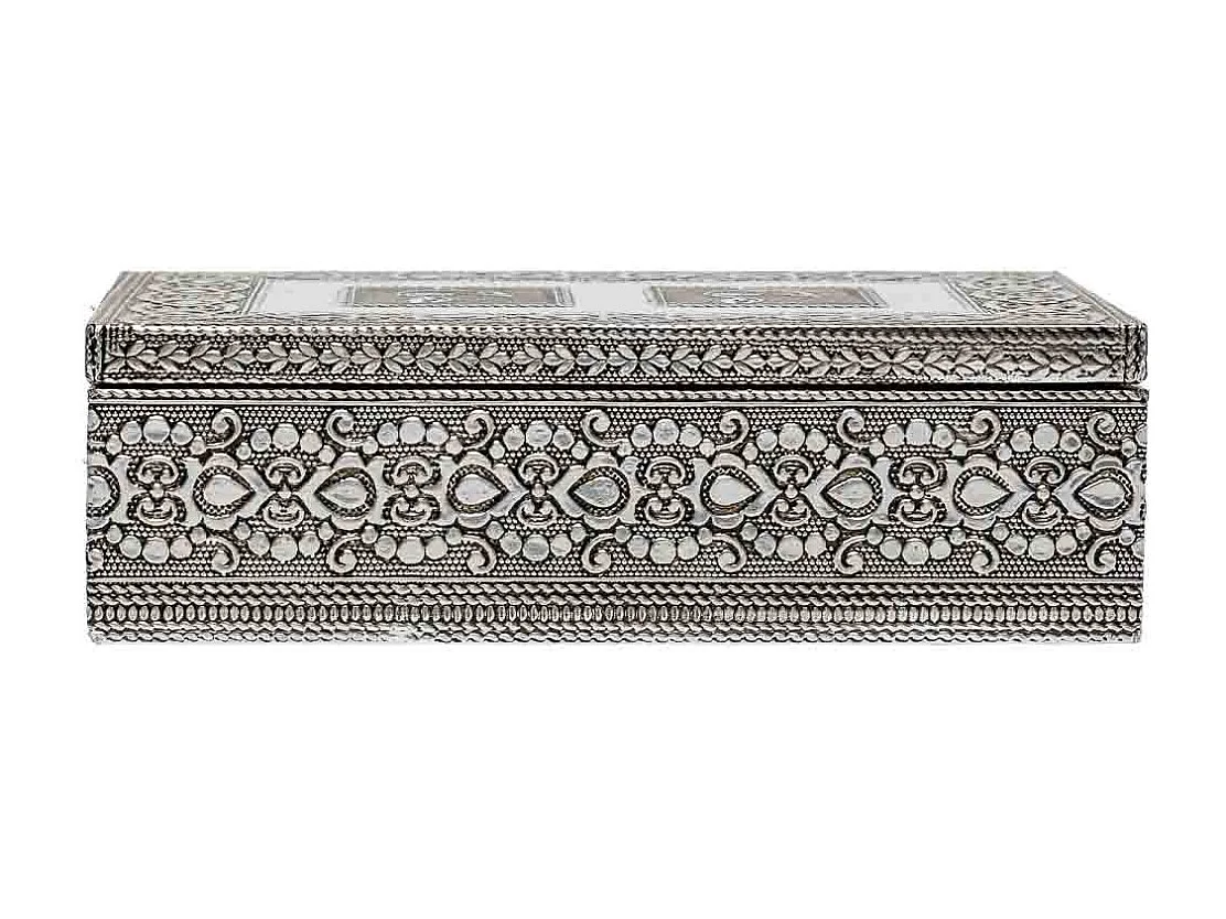 Silberne Schmuckschatulle aus geprÃ¤gtem Metall, 20x12,5x5h cm