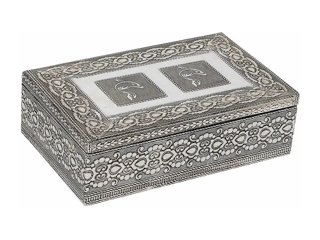 Silberne Schmuckschatulle aus geprÃ¤gtem Metall, 20x12,5x5h cm
