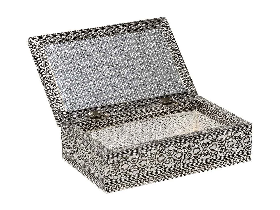 Silberne Schmuckschatulle aus geprÃ¤gtem Metall, 20x12,5x5h cm