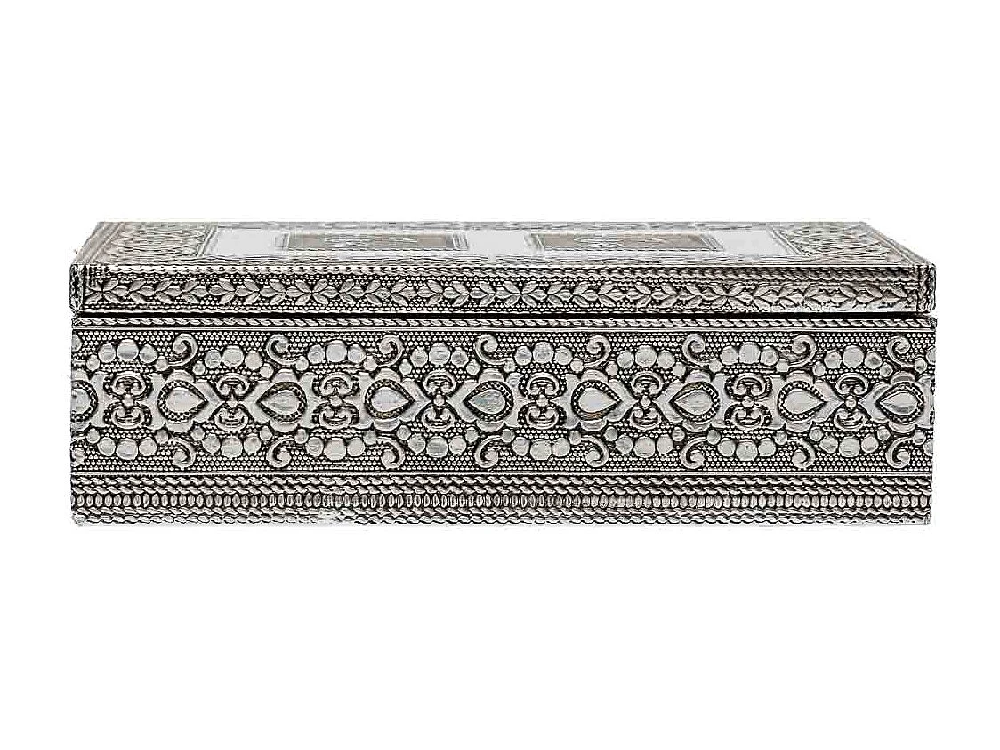Silberne Schmuckschatulle aus geprÃ¤gtem Metall, 20x12,5x5h cm