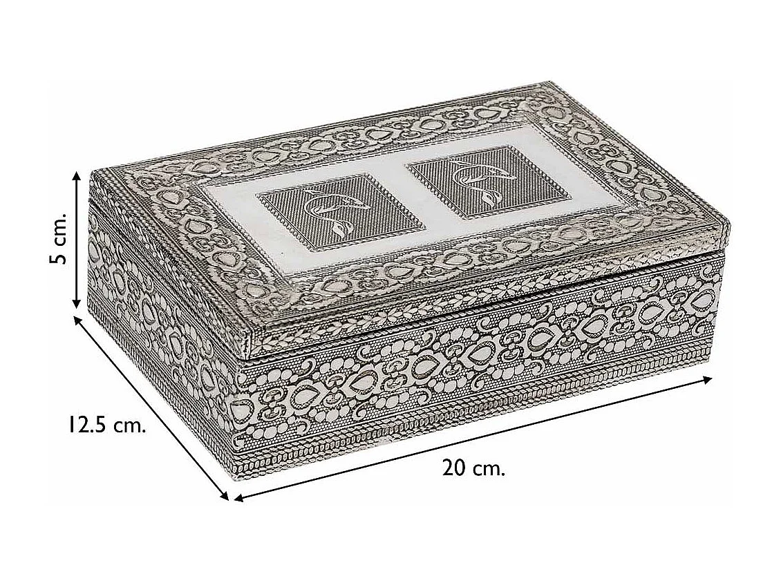 Silberne Schmuckschatulle aus geprÃ¤gtem Metall, 20x12,5x5h cm