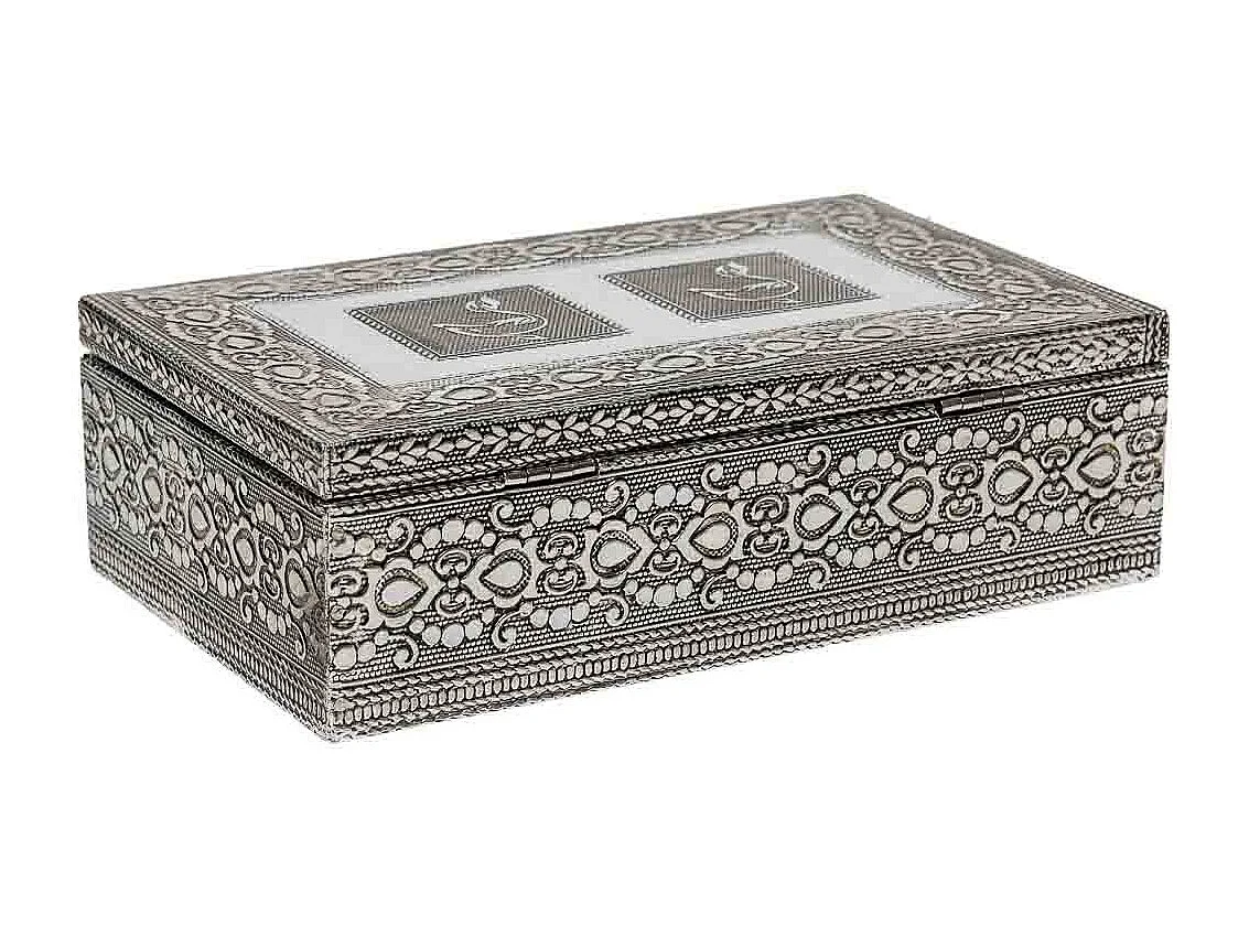 Silberne Schmuckschatulle aus geprÃ¤gtem Metall, 20x12,5x5h cm