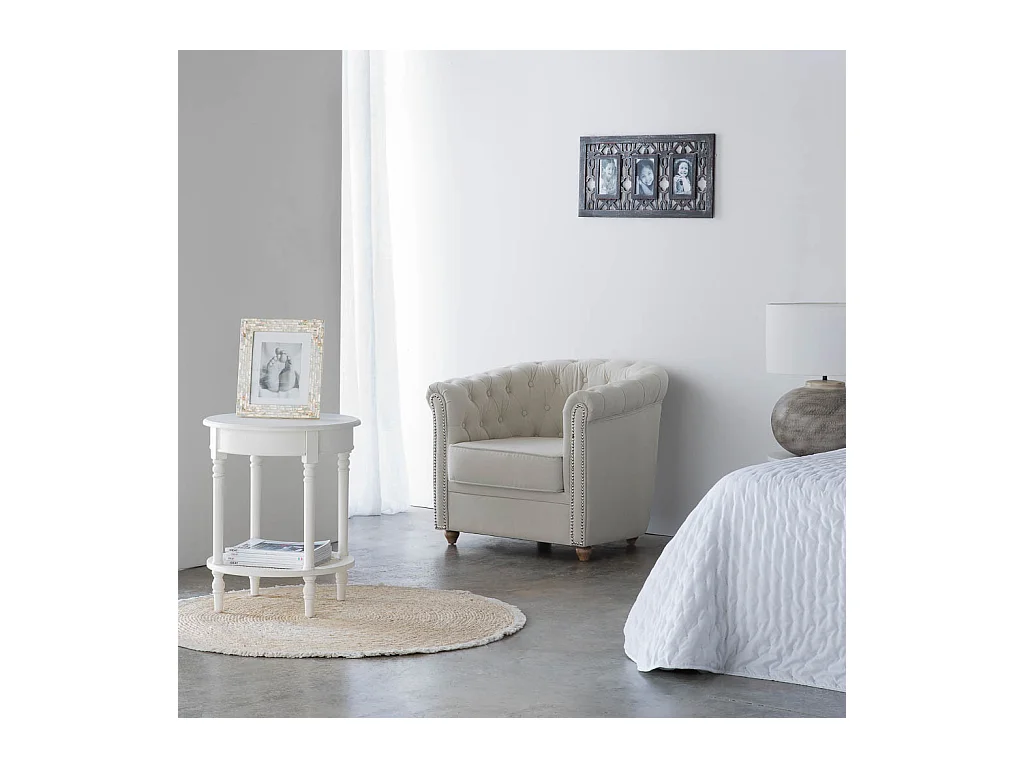 Fauteuil tapissé blanc 80x80x48/72h