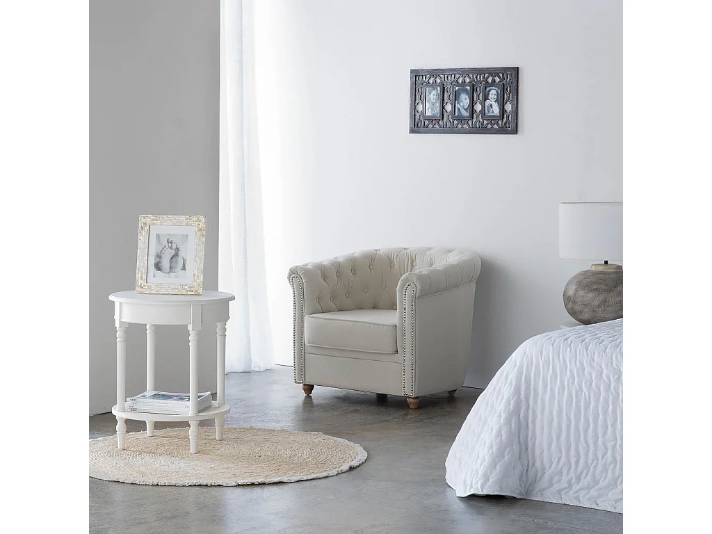 Sillón tapizado blanco 80x80x48/72