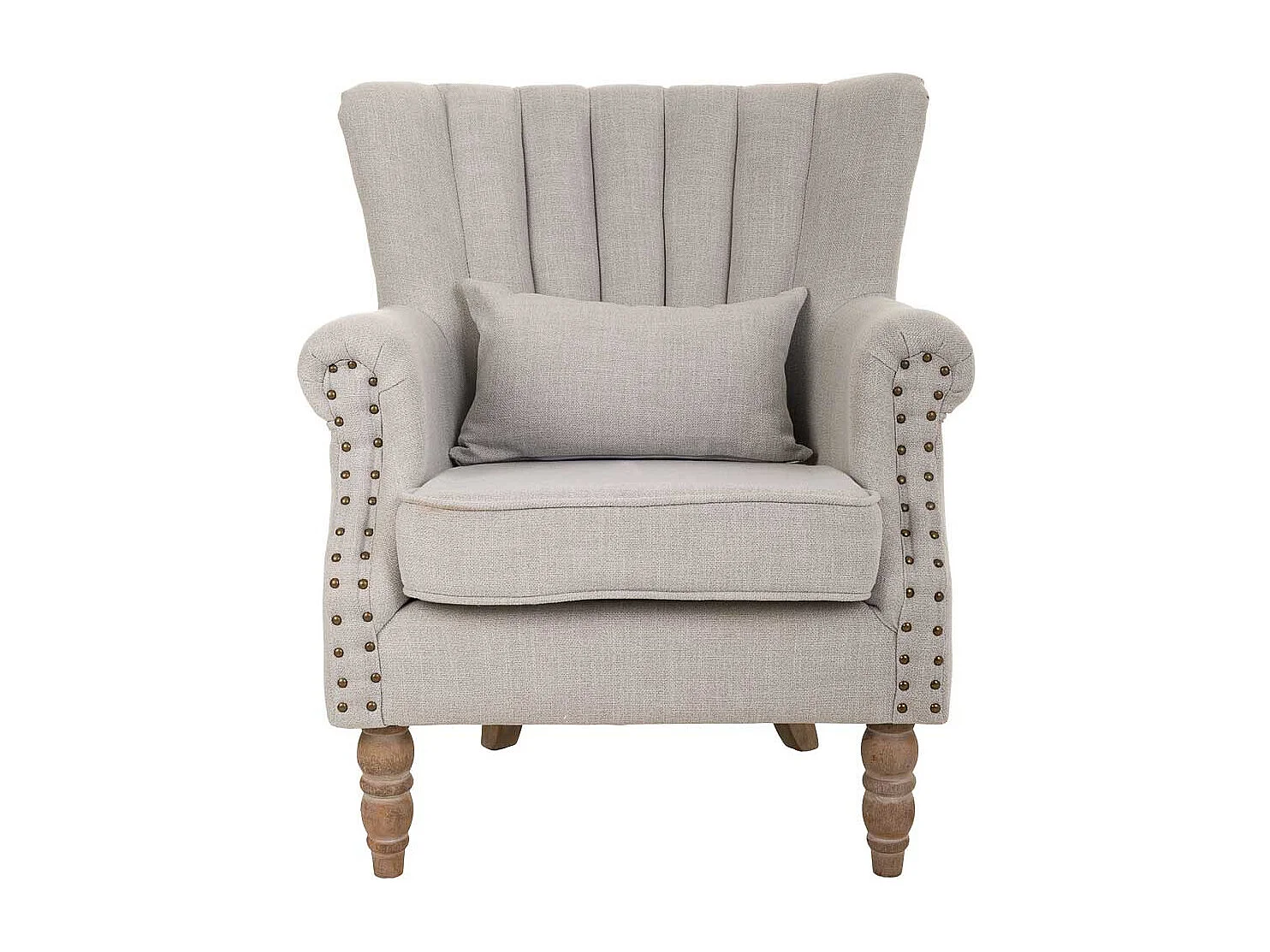 Poltrona estofada de madeira cinza 73x59x43/87