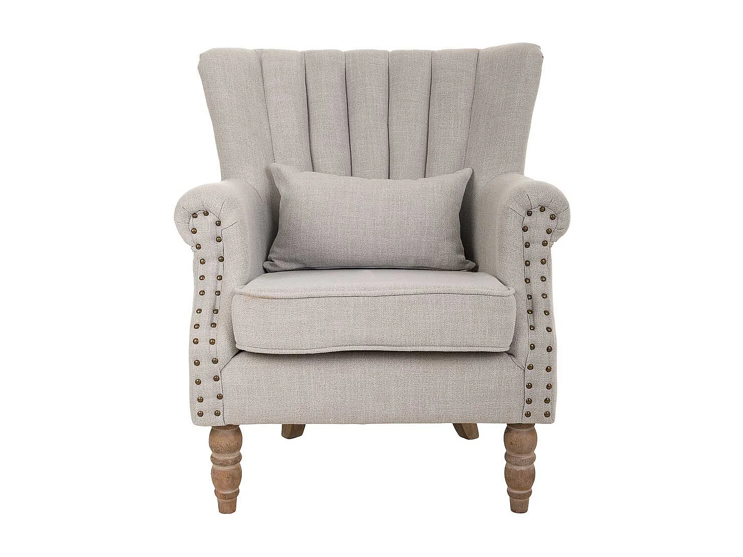 Poltrona in legno imbottita grigia 73x59x43/87h