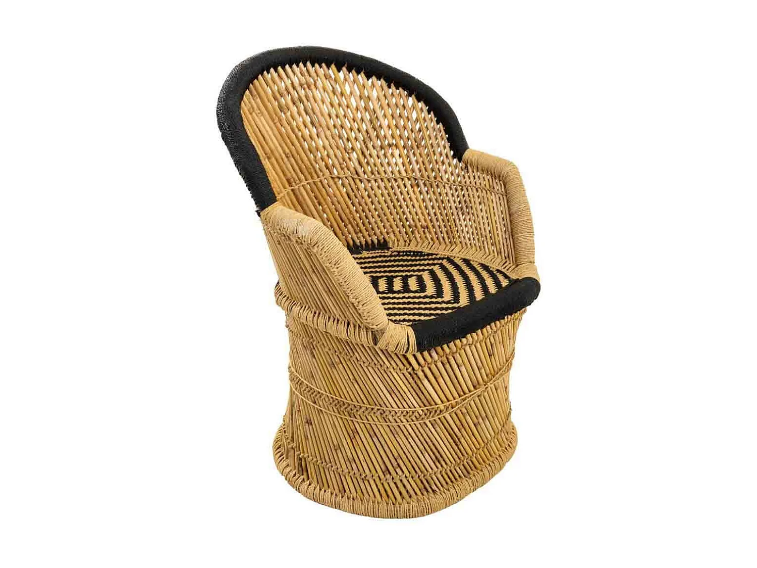 Sillón de bambú con brazos marrón 63x46x89