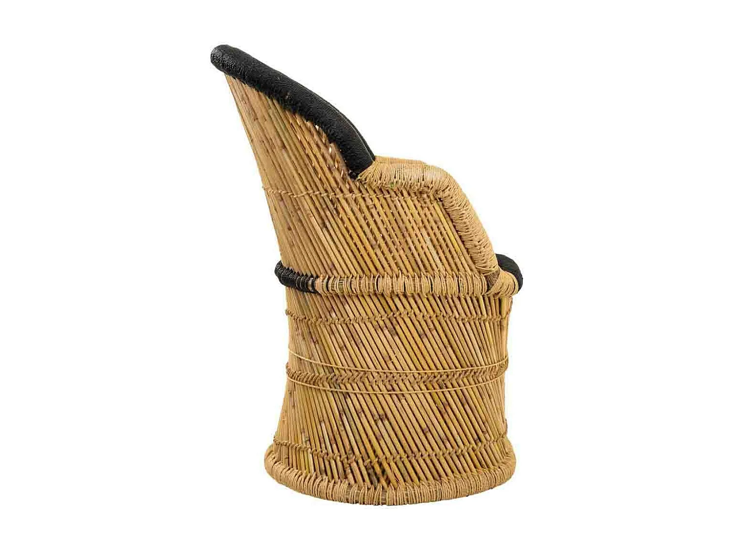 Poltrona in bambù con braccioli marroni 63x46x89h