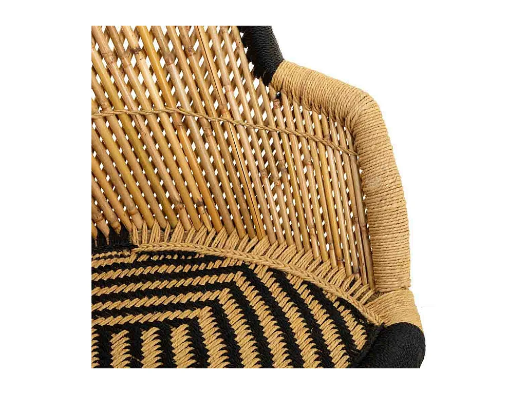 Poltrona in bambù con braccioli marroni 63x46x89h