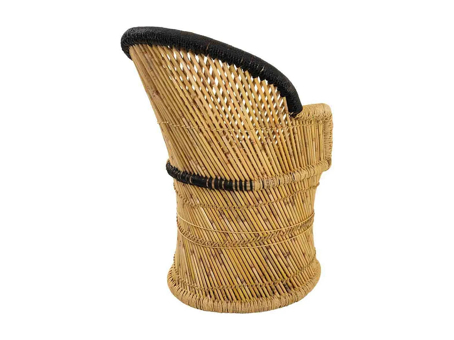 Sillón de bambú con brazos marrón 63x46x89