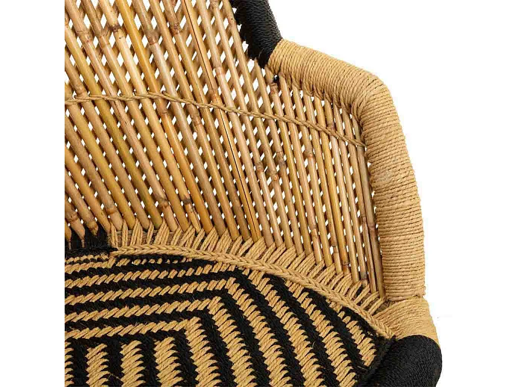 Sillón de bambú con brazos marrón 63x46x89