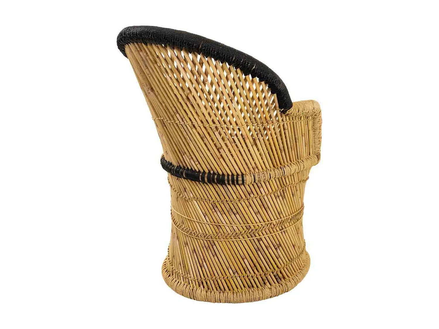 Poltrona de bambu com braços marrons 63x46x89