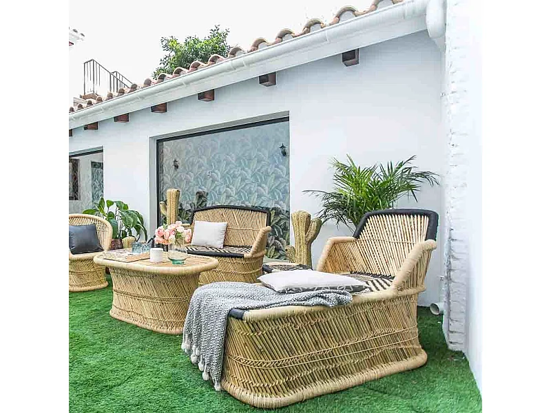 Sillón de bambú marrón 110x48x78