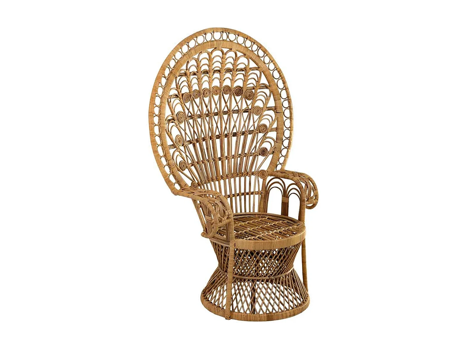 Fauteuil en rotin marron et bambou 75x50x144h cm