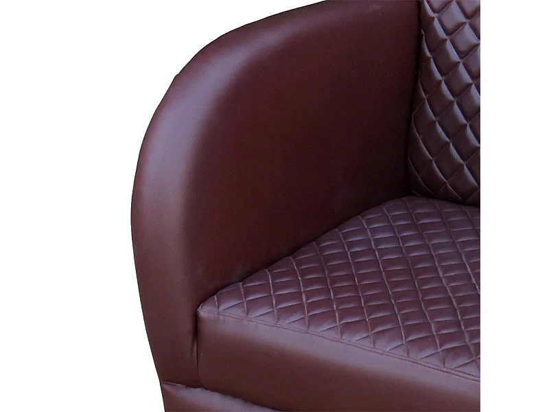 Poltrona em couro sintético marrom 83x90x87