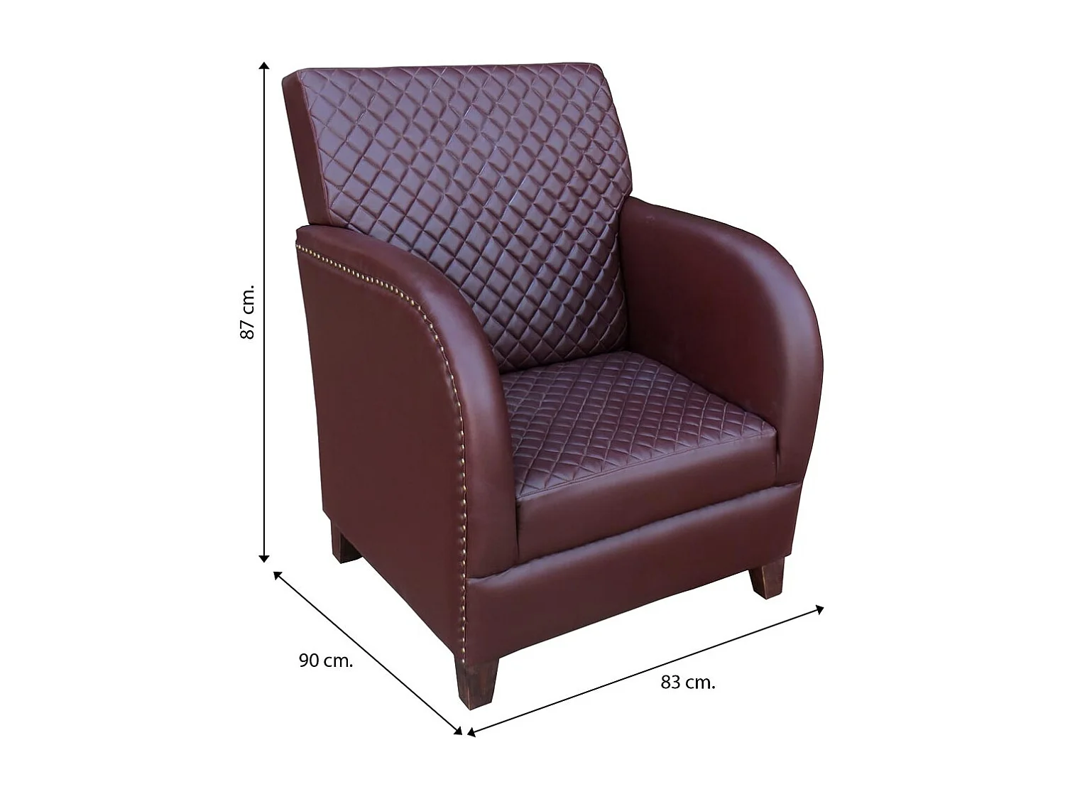 Sillón de polipiel marrón 83x90x87