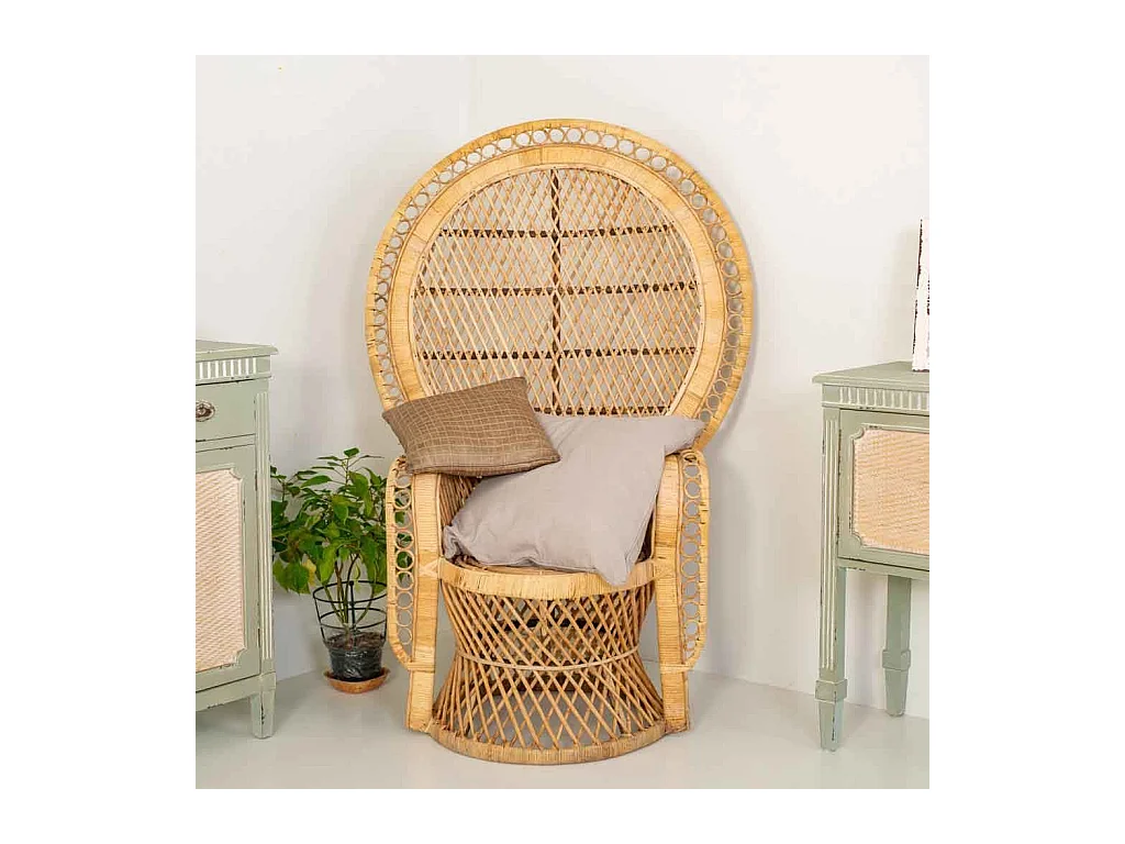Fauteuil vintage en bambou marron 96x49,5x140h