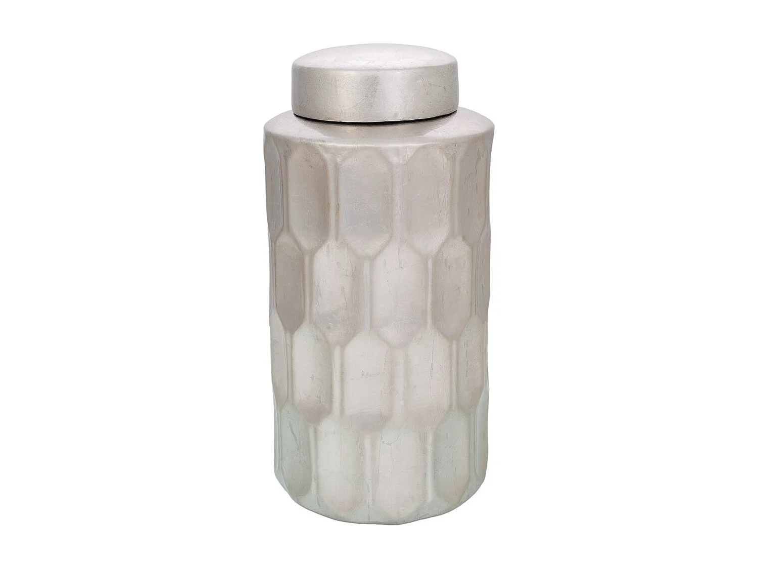 Jarrón de cerámica plateado18,5x18,5x37,5