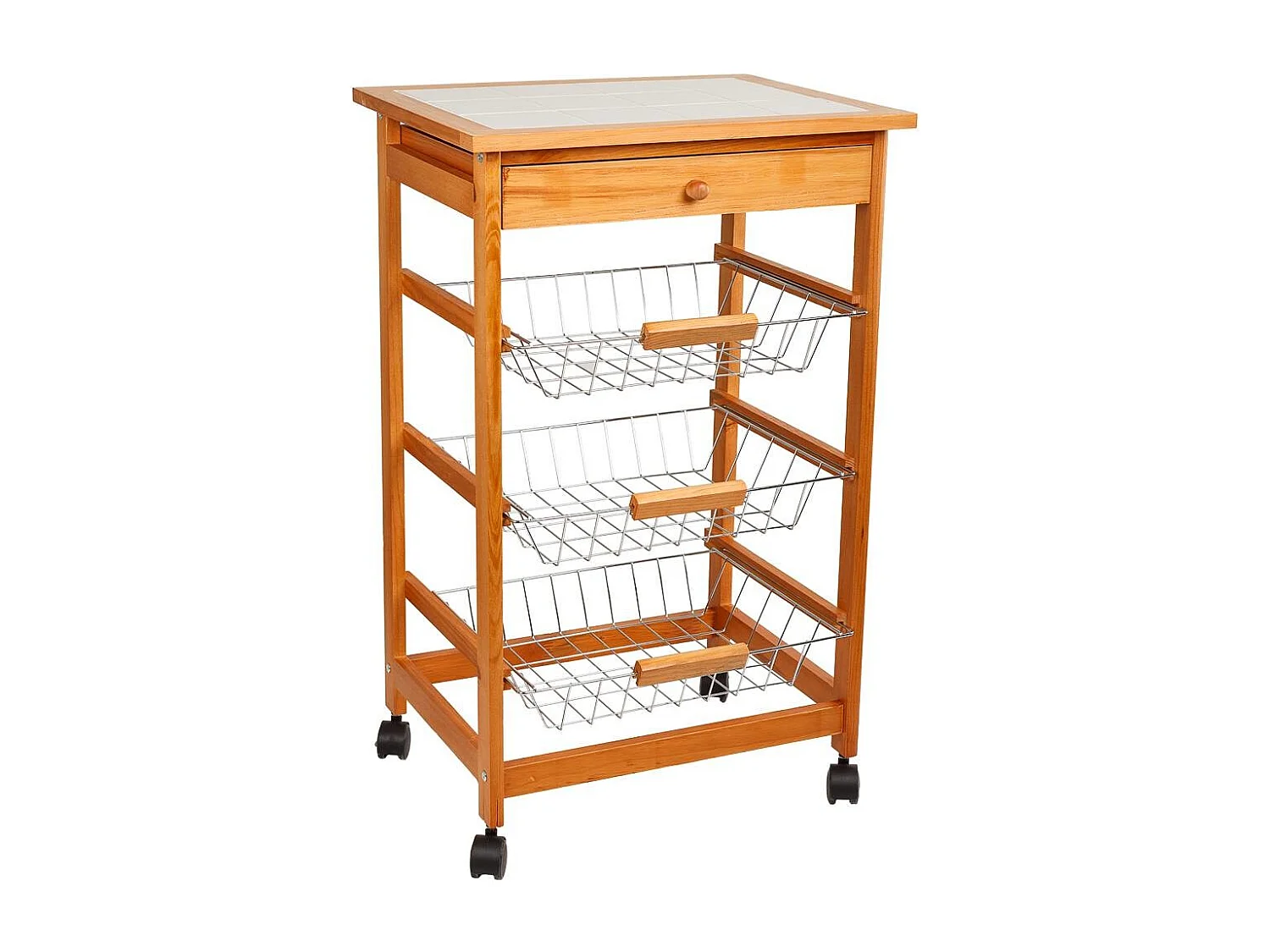 Carrinho de cozinha em madeira marrom 47x37x76