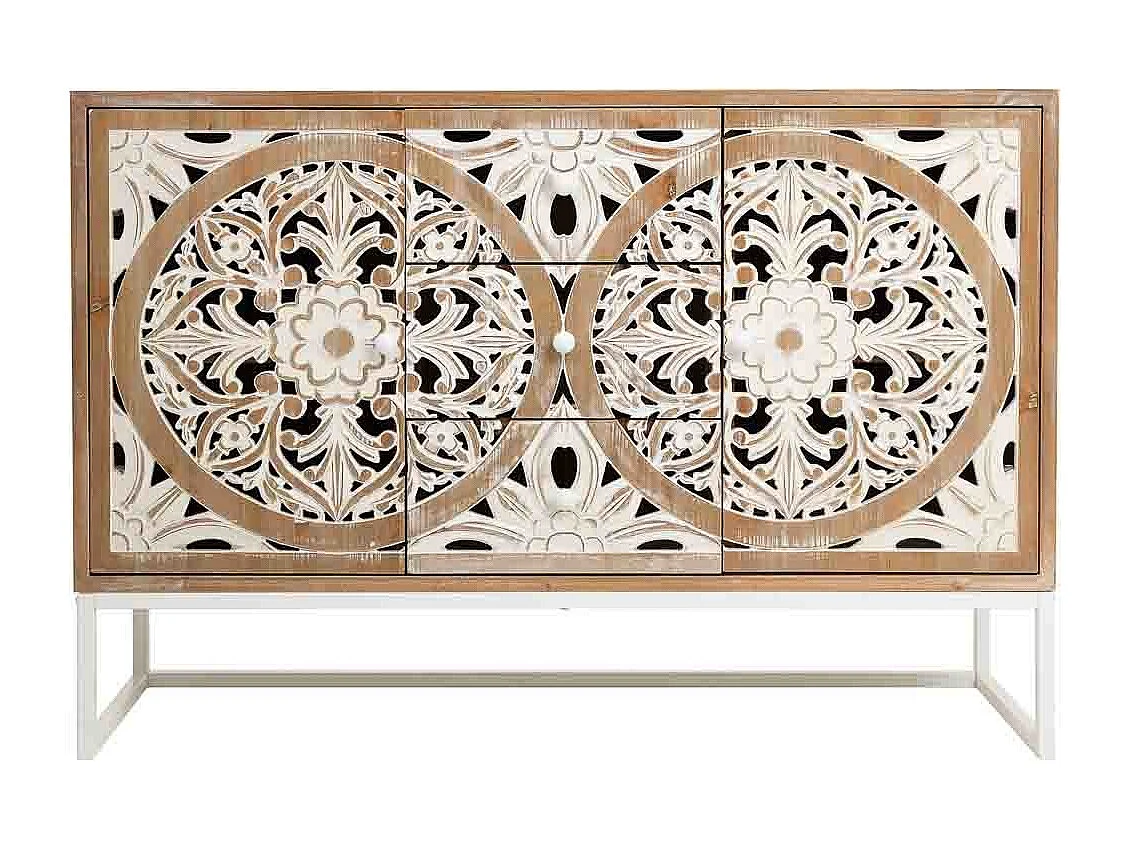 Buffet en bois blanc 120x38x80