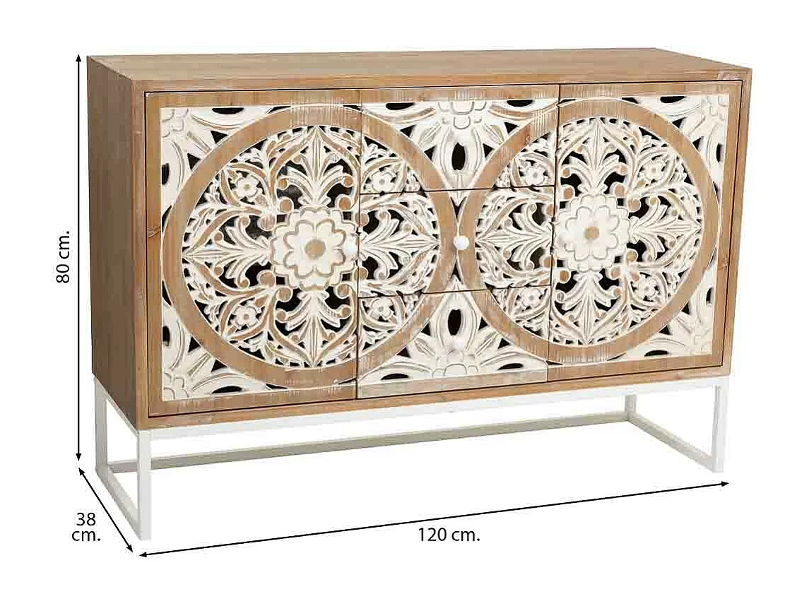 Buffet en bois blanc 120x38x80