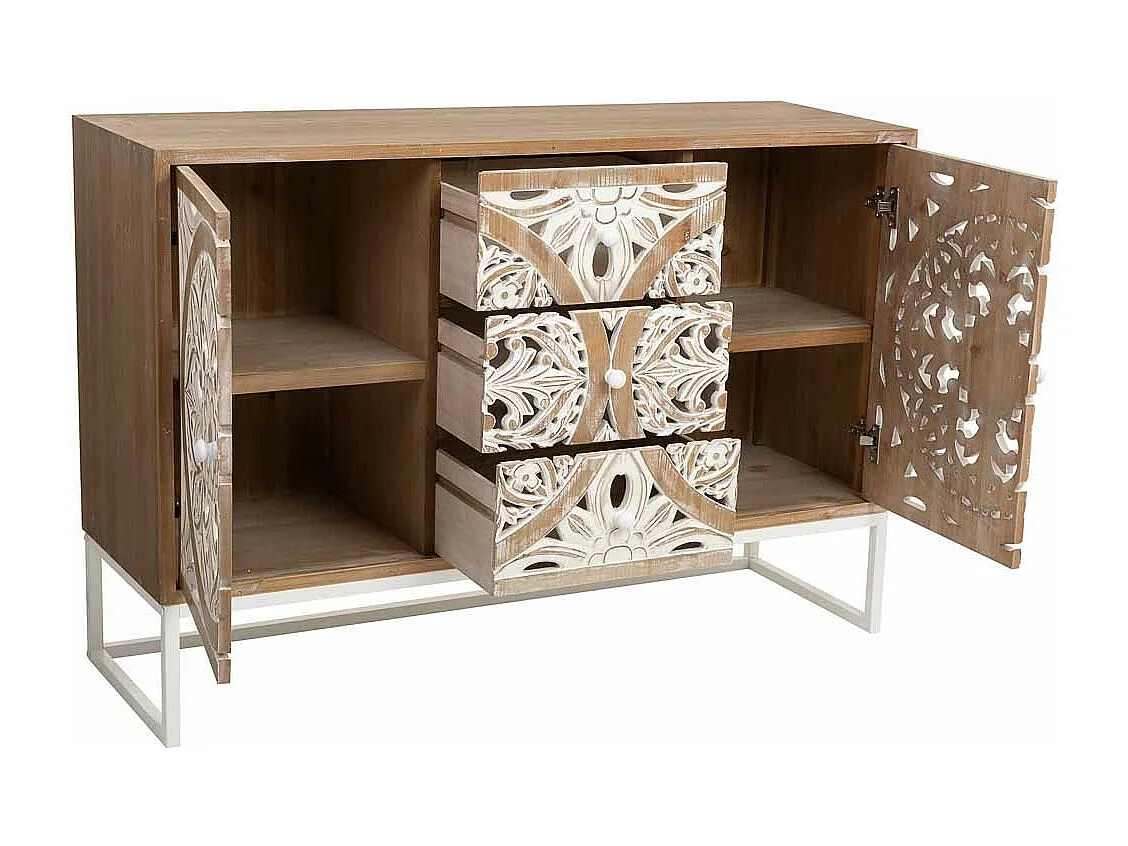 Buffet en bois blanc 120x38x80