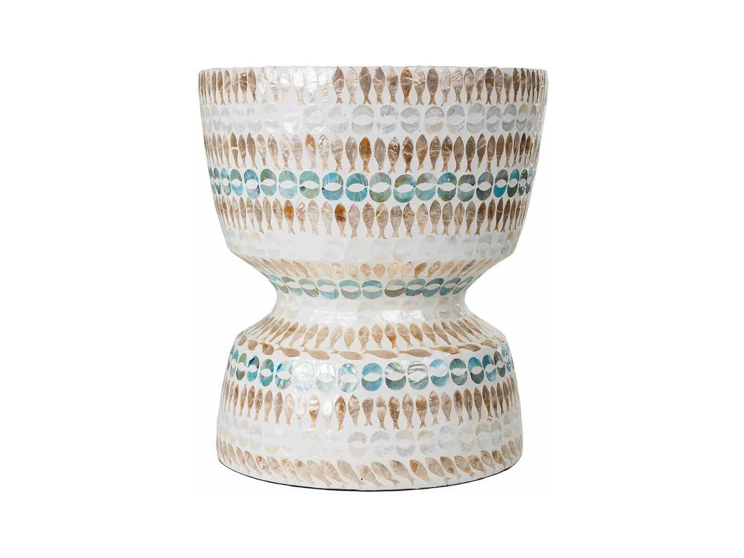 Tabouret en bois fini en capiz blanc 38,5x38,5x43