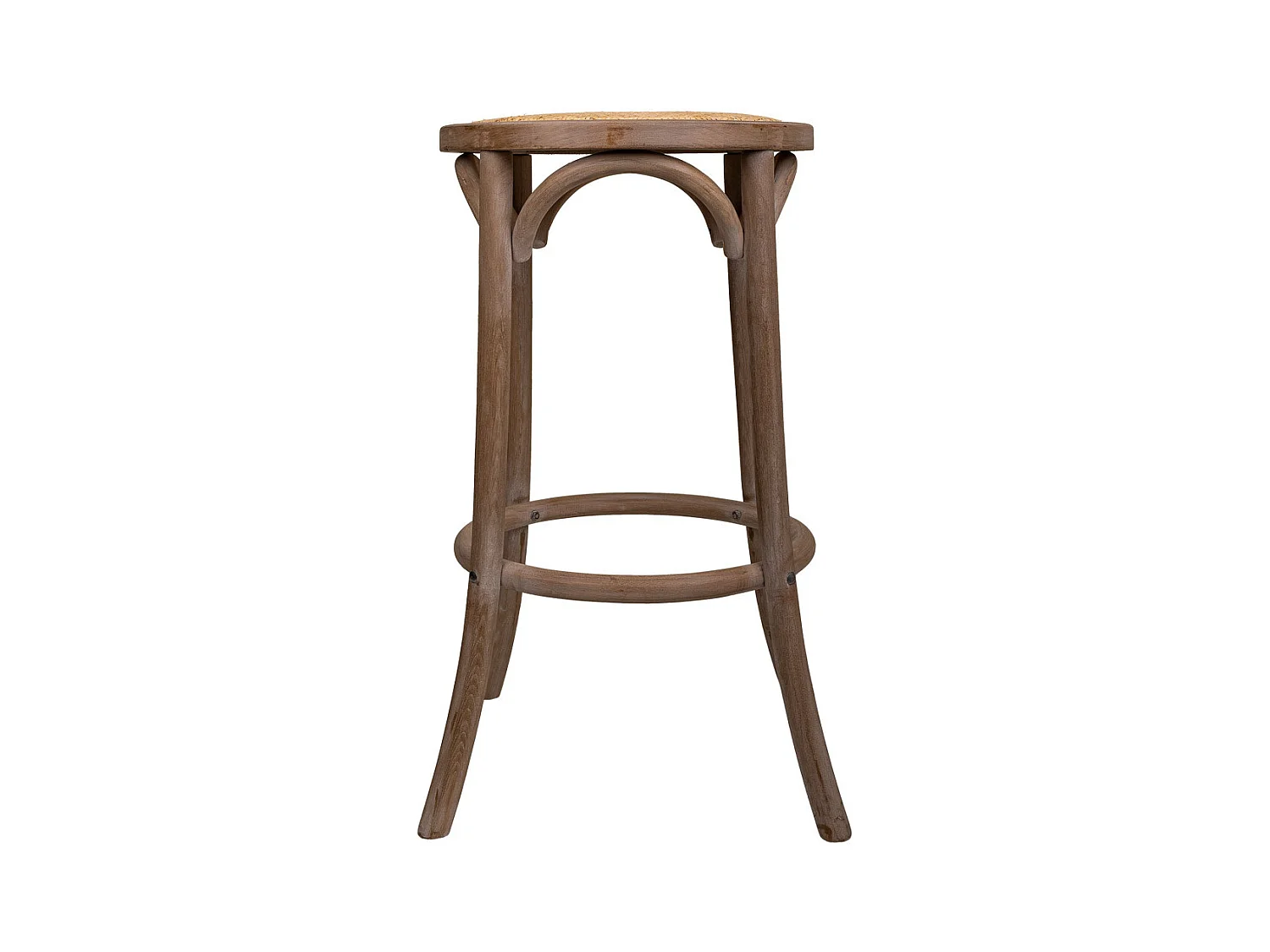 Tabouret en bois et cannage marron d38x75h