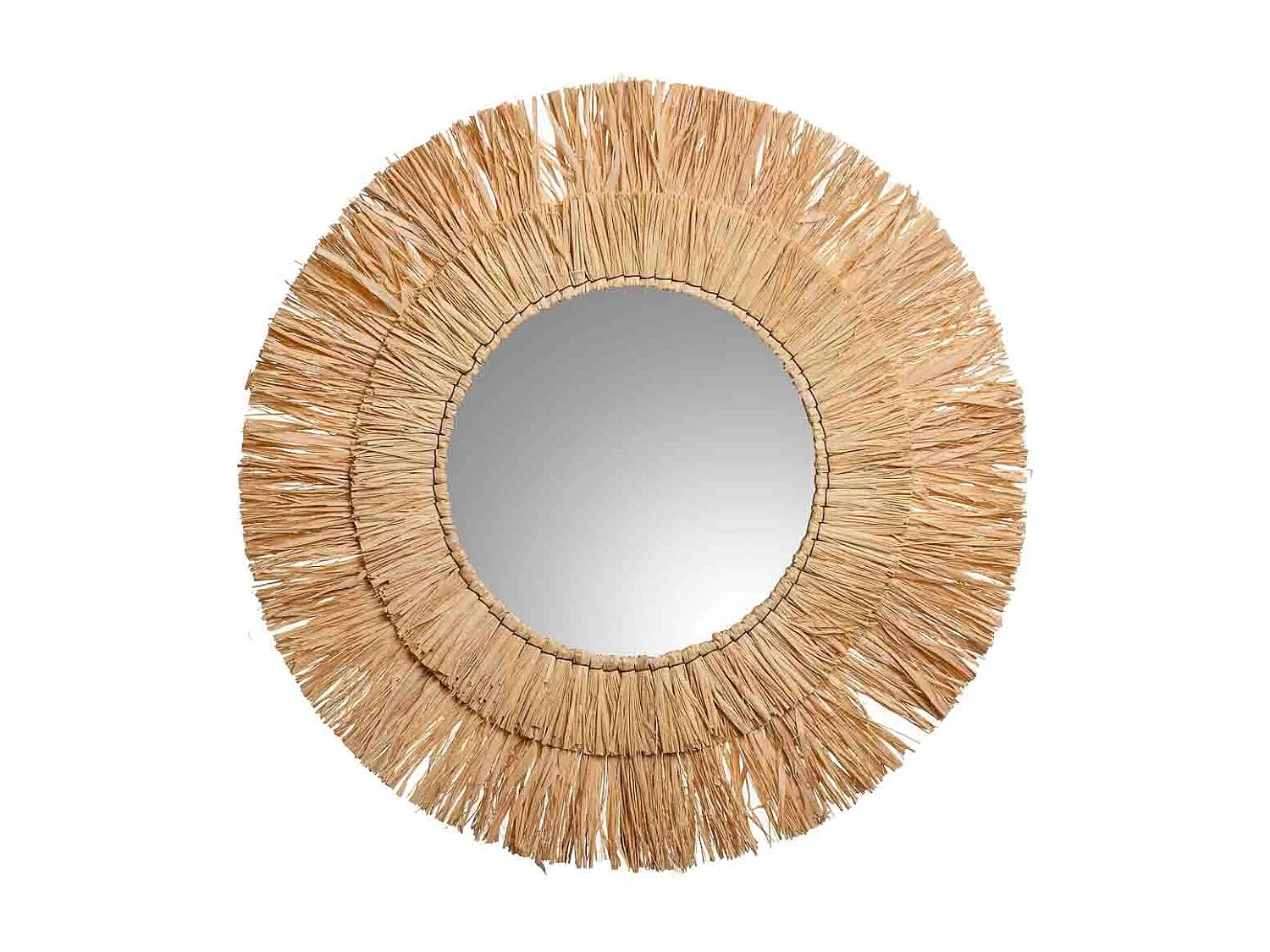 Espelho redondo de fibra natural marrom d57/27,5x02