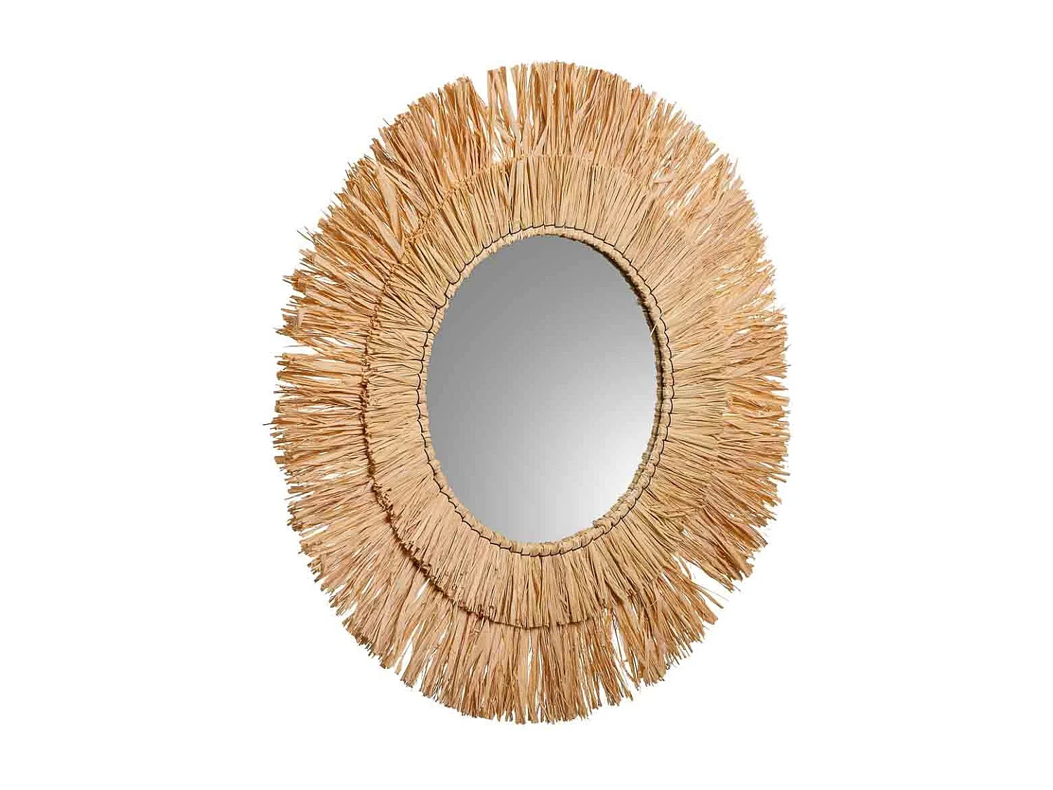 Espelho redondo de fibra natural marrom d57/27,5x02