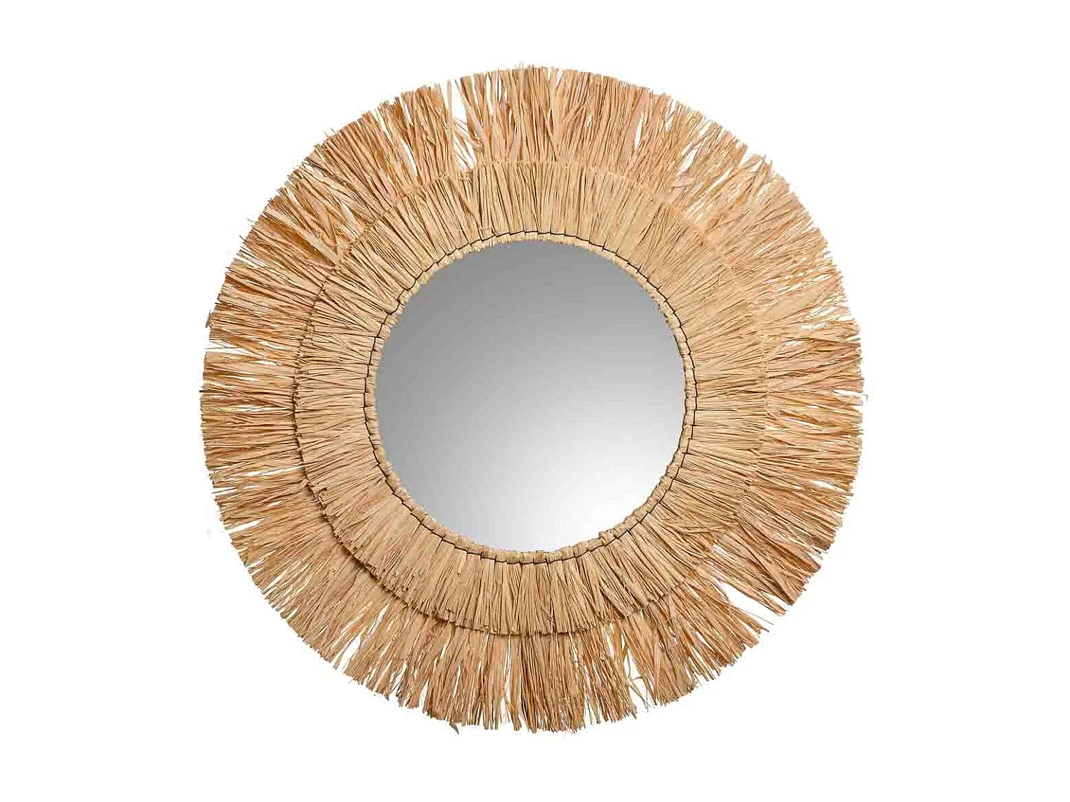 Espelho redondo de fibra natural marrom d57/27,5x02
