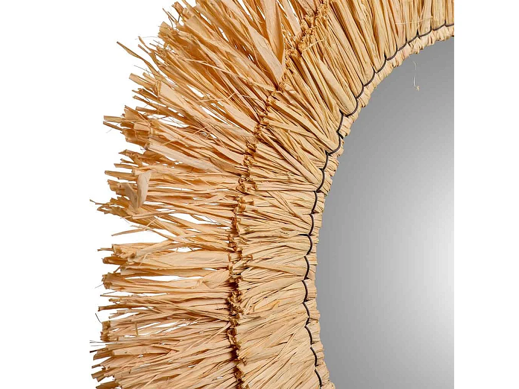 Espelho redondo de fibra natural marrom d57/27,5x02