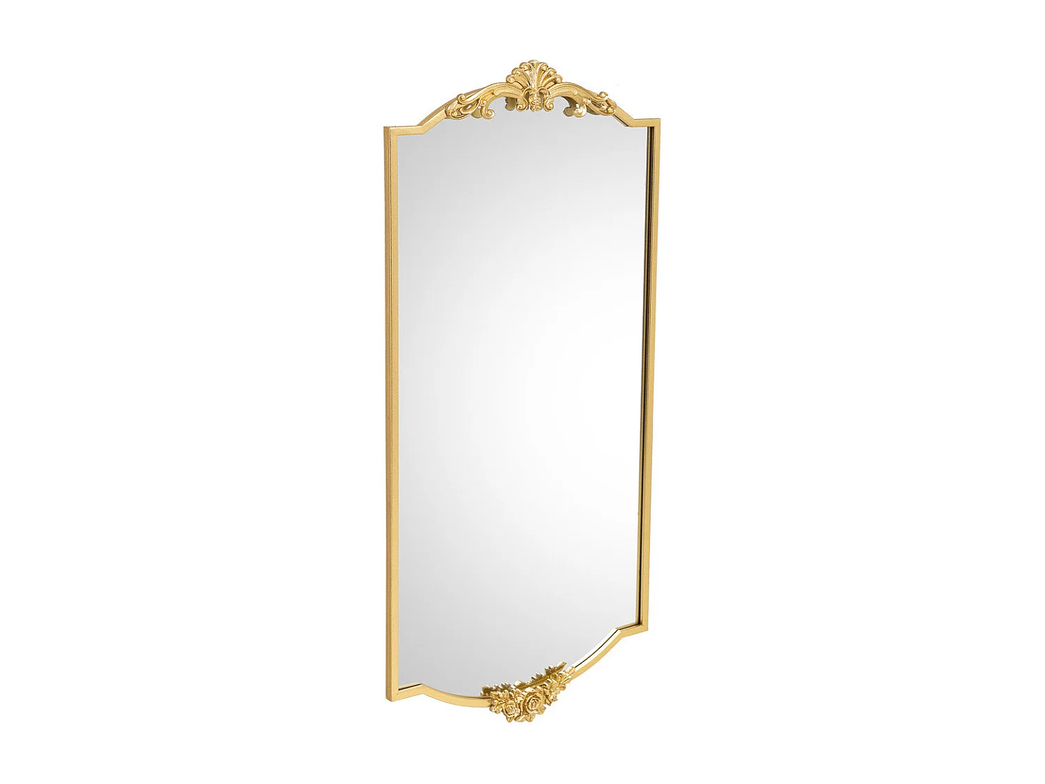 Espelho de parede em metal dourado 50x107x3