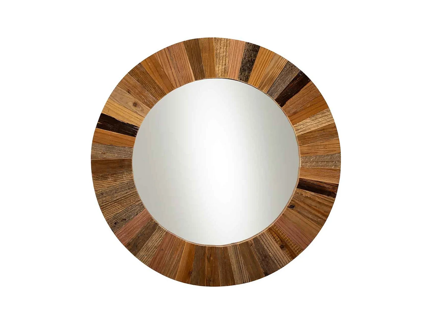 Espejo de madera redondo marrón 60x2x60