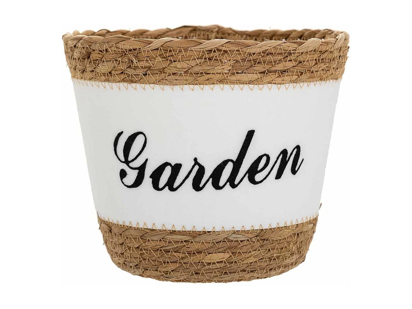 Panier en fibre naturelle et coton en blanc D20x17