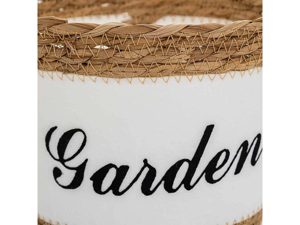 Panier en fibre naturelle et coton en blanc D20x17