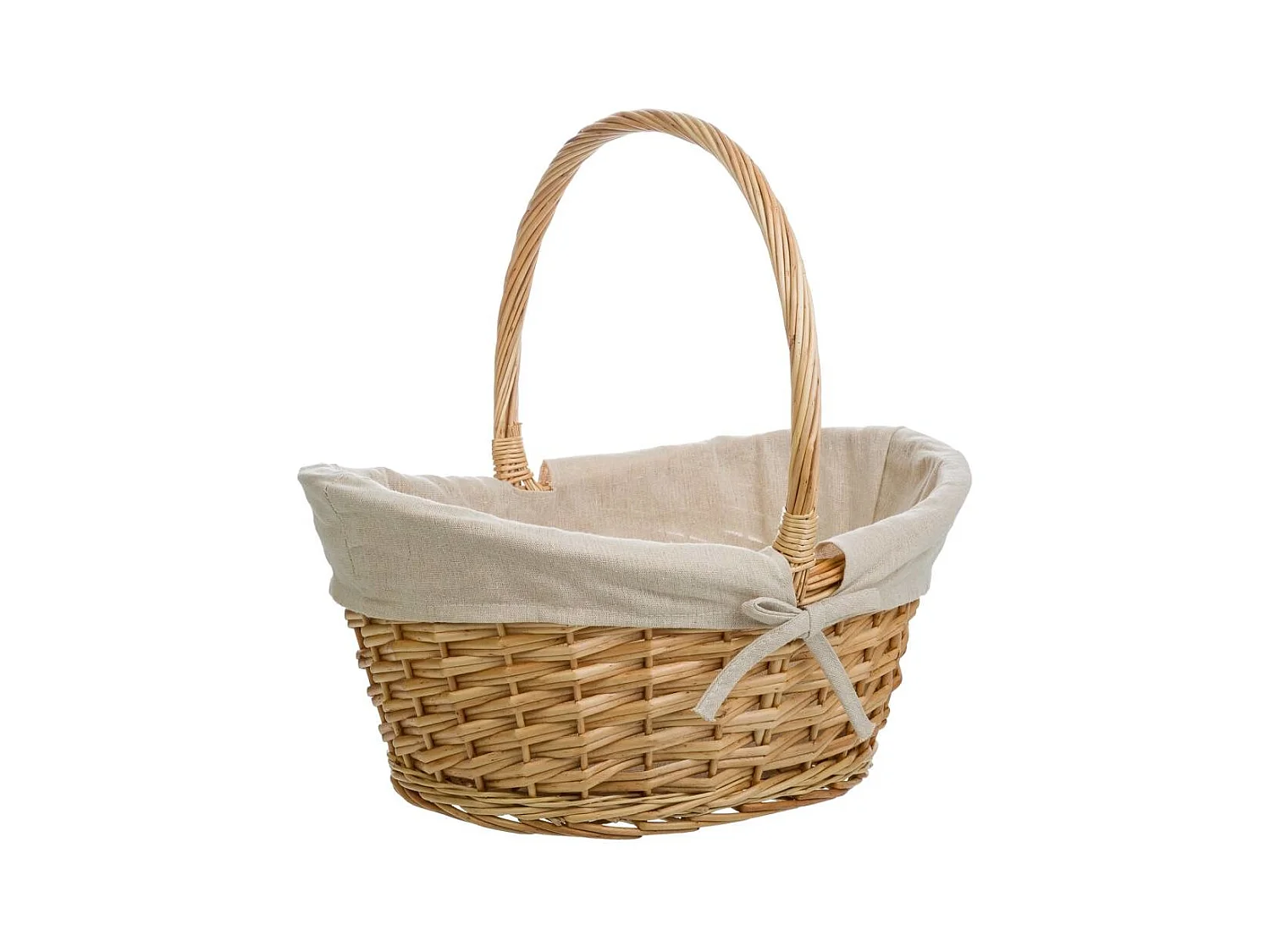 Set di 3 cestini in vimini marrone foderati
